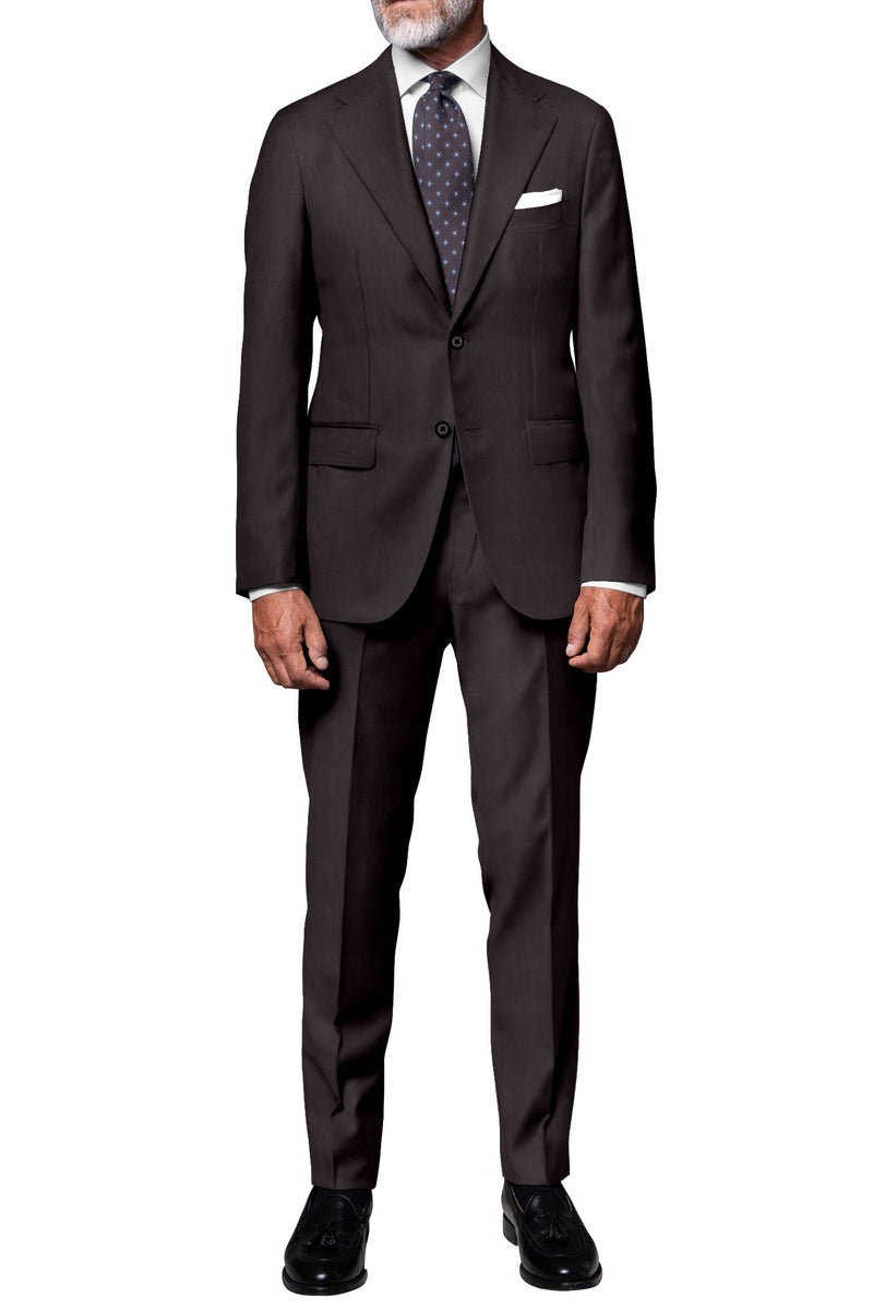 Image of a Chocolate Worsted Twill Merino Wool Pants Fabric