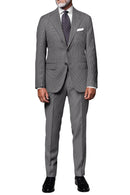 Image of a Cream & Black Worsted Micropattern Merino Wool Blazers Fabric