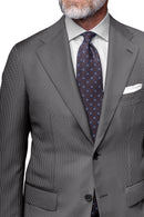 Image of a Cream & Black Worsted Micropattern Merino Wool Blazers Fabric