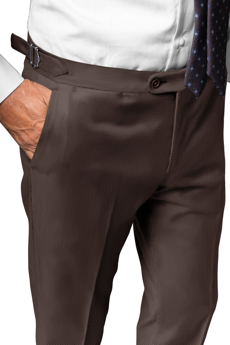 Image of a Cream Worsted Micropattern Merino Wool Pants Fabric
