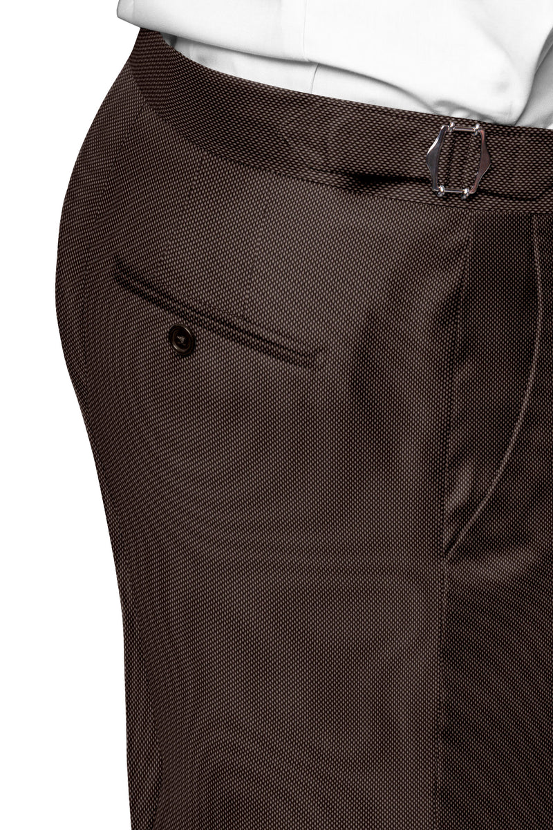 Image of a Cream Worsted Micropattern Merino Wool Pants Fabric