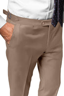 Image of a Cream Worsted Micropattern Merino Wool Pants Fabric