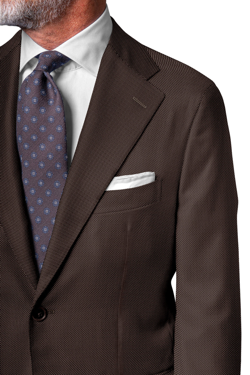 Image of a Cream Worsted Micropattern Merino Wool Suiting Fabric