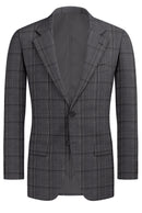 Image of a Grey & Black Worsted Checks Merino Wool Blazers Fabric