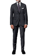 Image of a Grey & Black Worsted Checks Merino Wool Pants Fabric