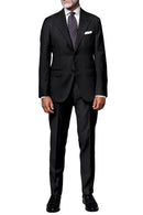 Image of a Grey & Black Worsted Checks Merino Wool Suiting Fabric