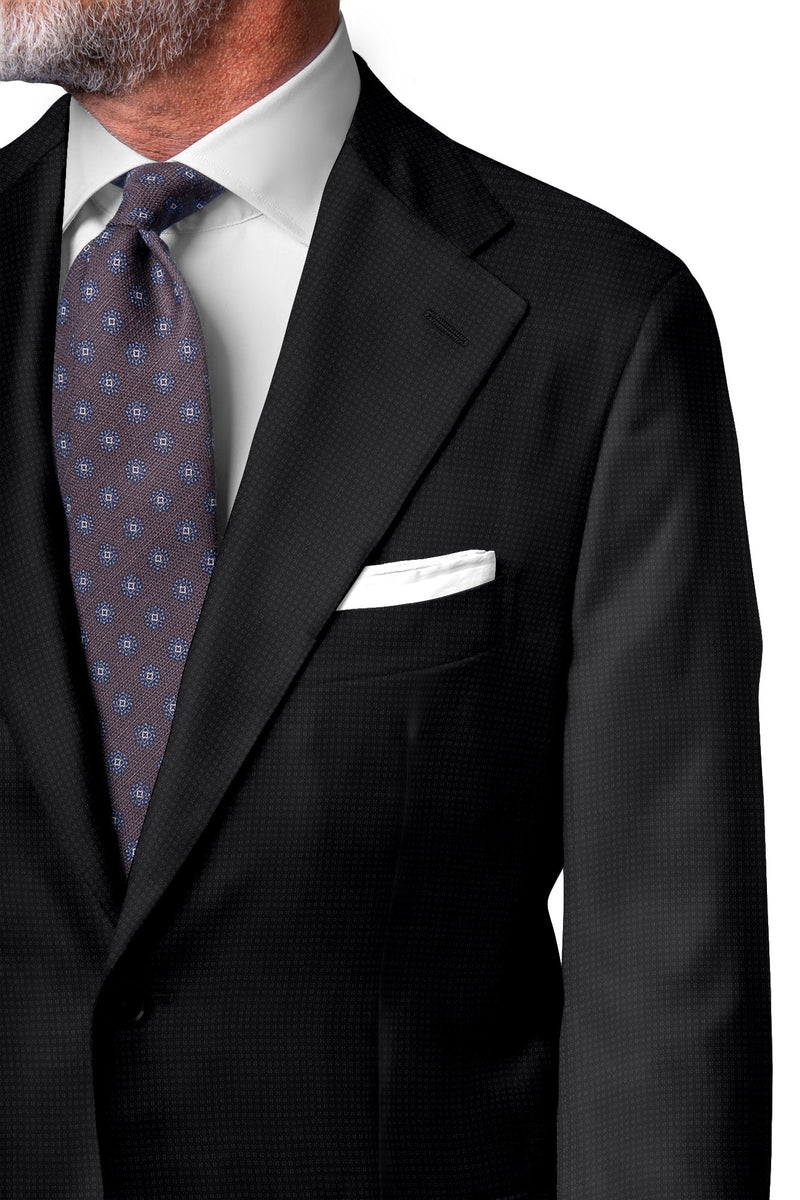 Image of a Grey & Black Worsted Checks Merino Wool Suiting Fabric