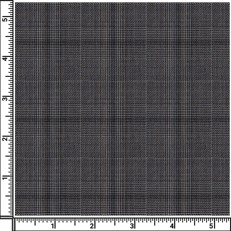 Image of a Grey & Black Worsted Checks Merino Wool Suiting Fabric