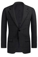 Image of a Grey & Black Worsted Houndstooth Merino Wool Blazers Fabric