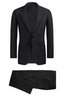 Image of a Grey & Black Worsted Houndstooth Merino Wool Suiting Fabric
