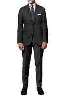 Image of a Grey & Black Worsted Houndstooth Merino Wool Suiting Fabric