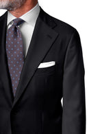 Image of a Grey & Black Worsted Micropattern Merino Wool Suiting Fabric