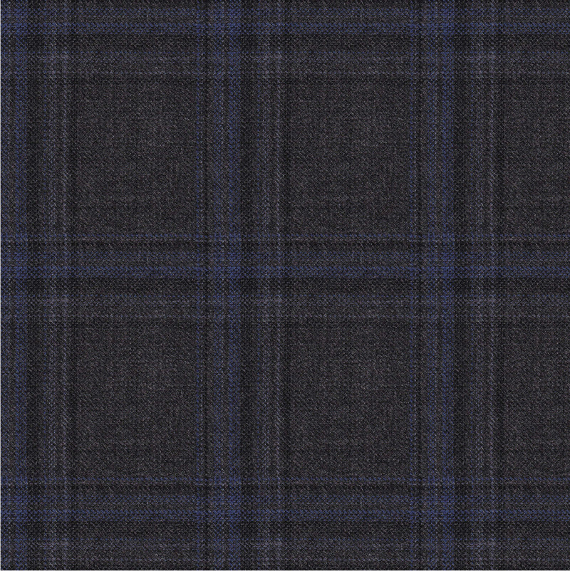 Image of a Grey & Blue Worsted Checks Merino Wool Blazers Fabric