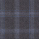 Image of a Grey & Blue Worsted Checks Merino Wool Pants Fabric