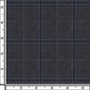 Image of a Grey & Blue Worsted Checks Merino Wool Pants Fabric