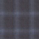 Image of a Grey & Blue Worsted Checks Merino Wool Suiting Fabric