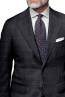 Image of a Grey & Burgundy Worsted Checks Merino Wool Blazers Fabric