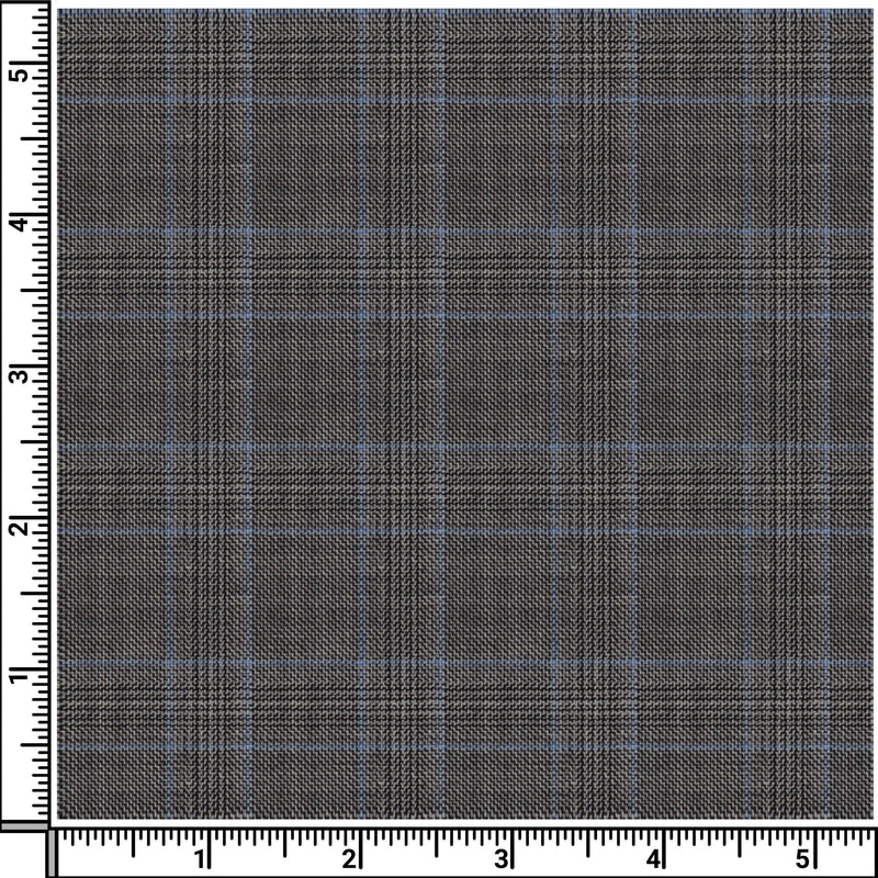 Image of a Grey & Sky-Blue Worsted Checks Merino Wool Blazers Fabric