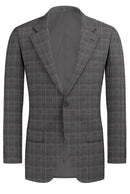Image of a Grey & Sky-Blue Worsted Checks Merino Wool Blazers Fabric