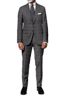 Image of a Grey & Sky-Blue Worsted Checks Merino Wool Blazers Fabric