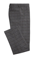 Image of a Grey & Sky-Blue Worsted Checks Merino Wool Pants Fabric