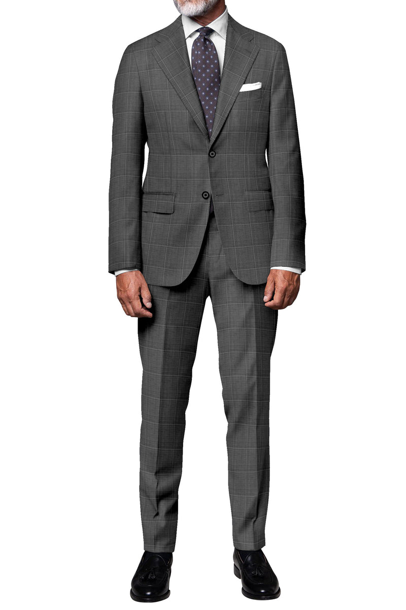 Image of a Grey & White Worsted Checks Merino Wool Blazers Fabric