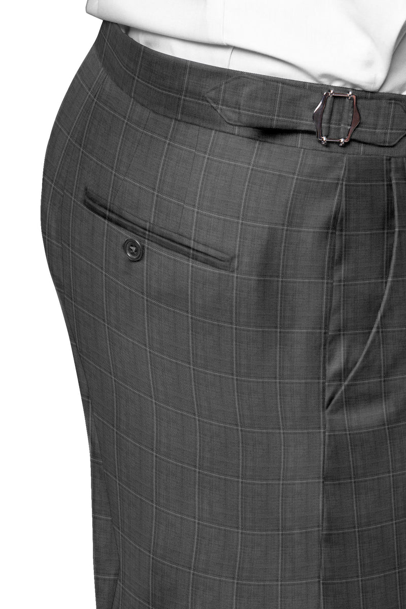 Image of a Grey & White Worsted Checks Merino Wool Pants Fabric