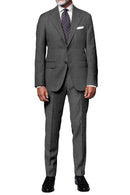 Image of a Grey & White Worsted Checks Merino Wool Suiting Fabric