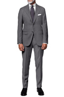 Image of a Grey & White Worsted Sharkskin Merino Wool Blazers Fabric