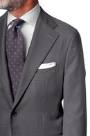 Image of a Grey & White Worsted Sharkskin Merino Wool Blazers Fabric