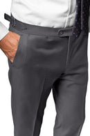 Image of a Grey & White Worsted Sharkskin Merino Wool Pants Fabric