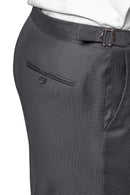 Image of a Grey & White Worsted Sharkskin Merino Wool Pants Fabric