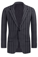 Image of a Grey & White Worsted Stripes Merino Wool Blazers Fabric