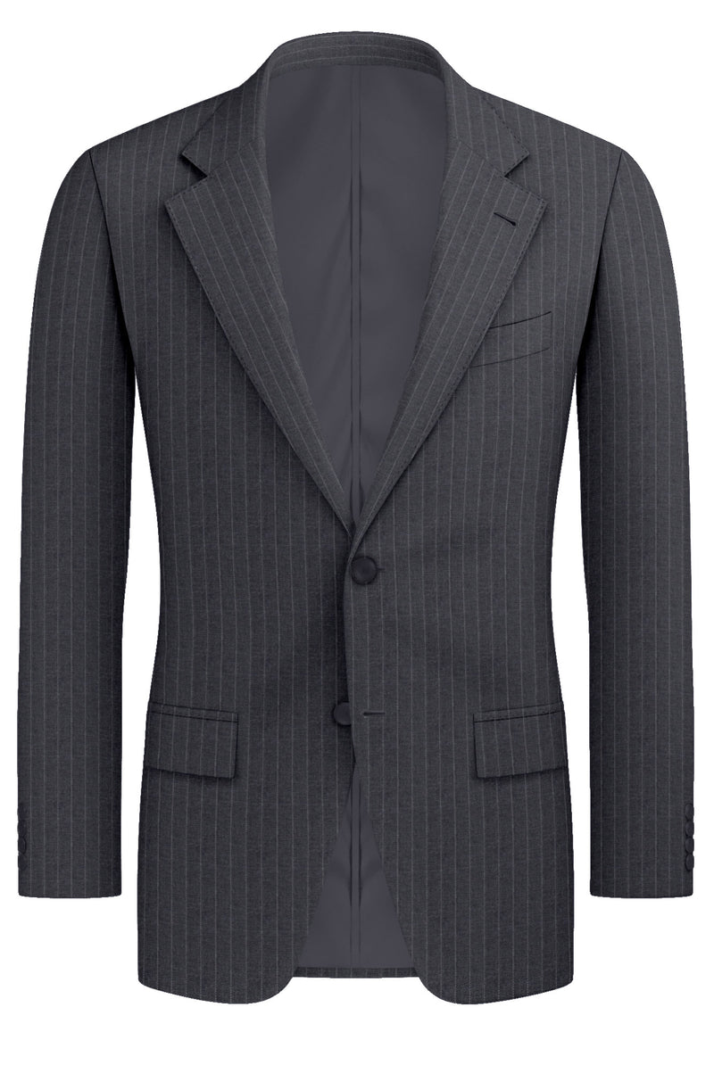 Image of a Grey & White Worsted Stripes Merino Wool Blazers Fabric