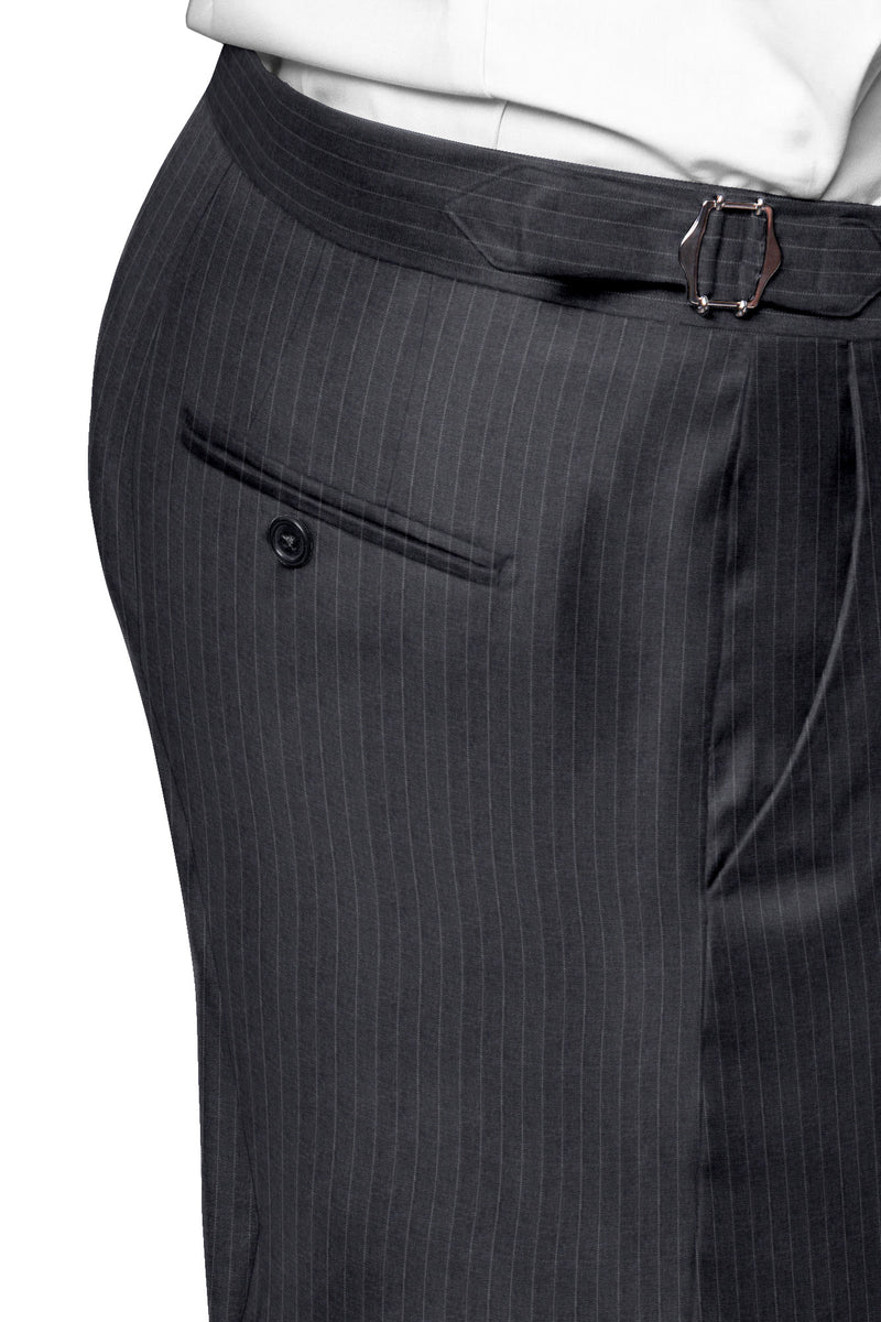 Image of a Grey & White Worsted Stripes Merino Wool Pants Fabric