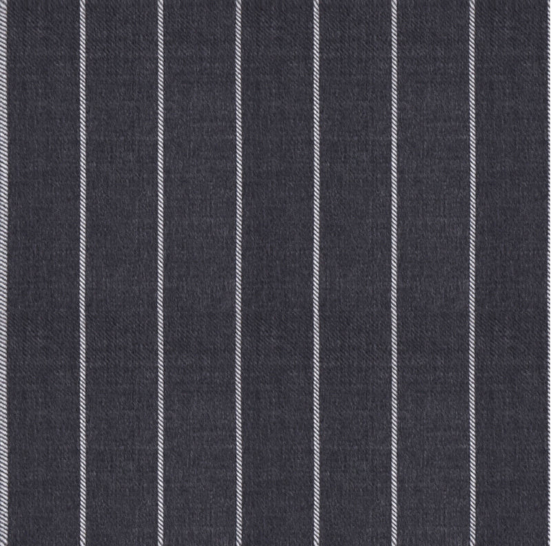 Image of a Grey & White Worsted Stripes Merino Wool Suiting Fabric