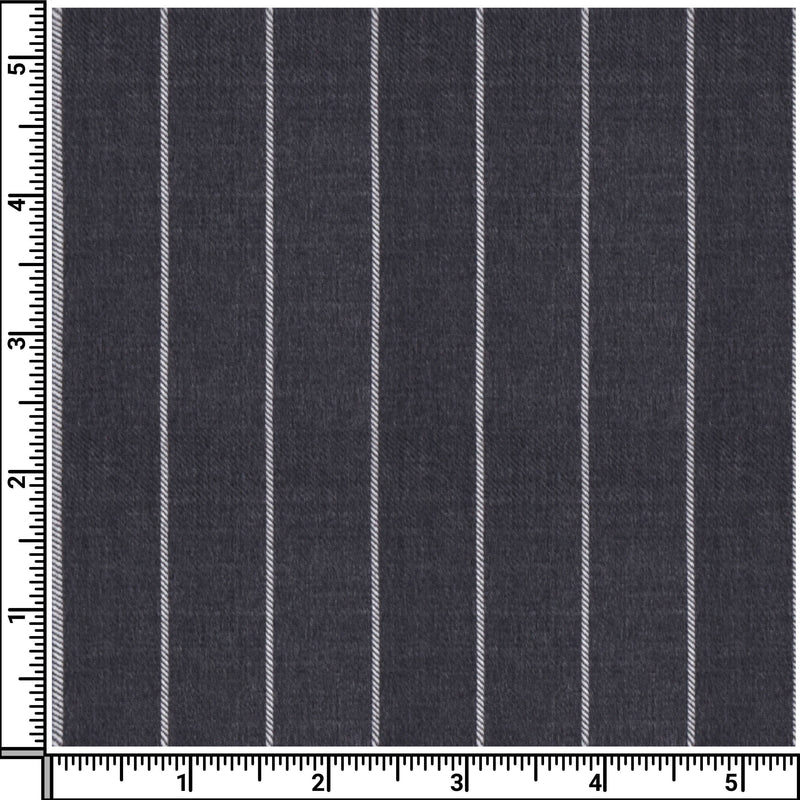 Image of a Grey & White Worsted Stripes Merino Wool Suiting Fabric