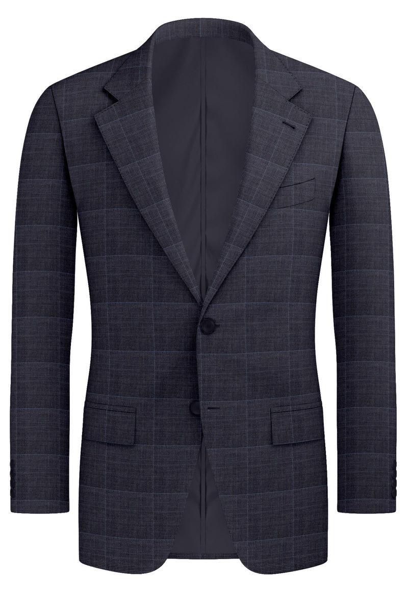 Image of a Grey Worsted Checks Merino Wool Blazers Fabric
