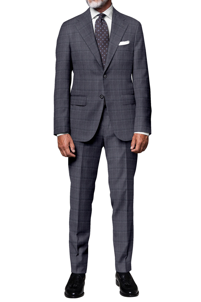 Image of a Grey Worsted Checks Merino Wool Blazers Fabric