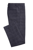 Image of a Grey Worsted Checks Merino Wool Pants Fabric
