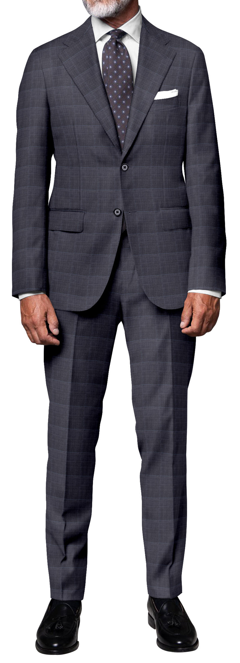 Image of a Grey Worsted Checks Merino Wool Pants Fabric
