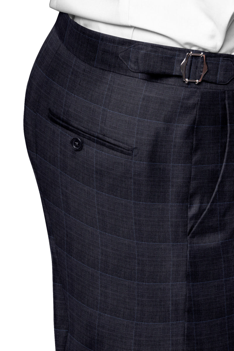 Image of a Grey Worsted Checks Merino Wool Pants Fabric