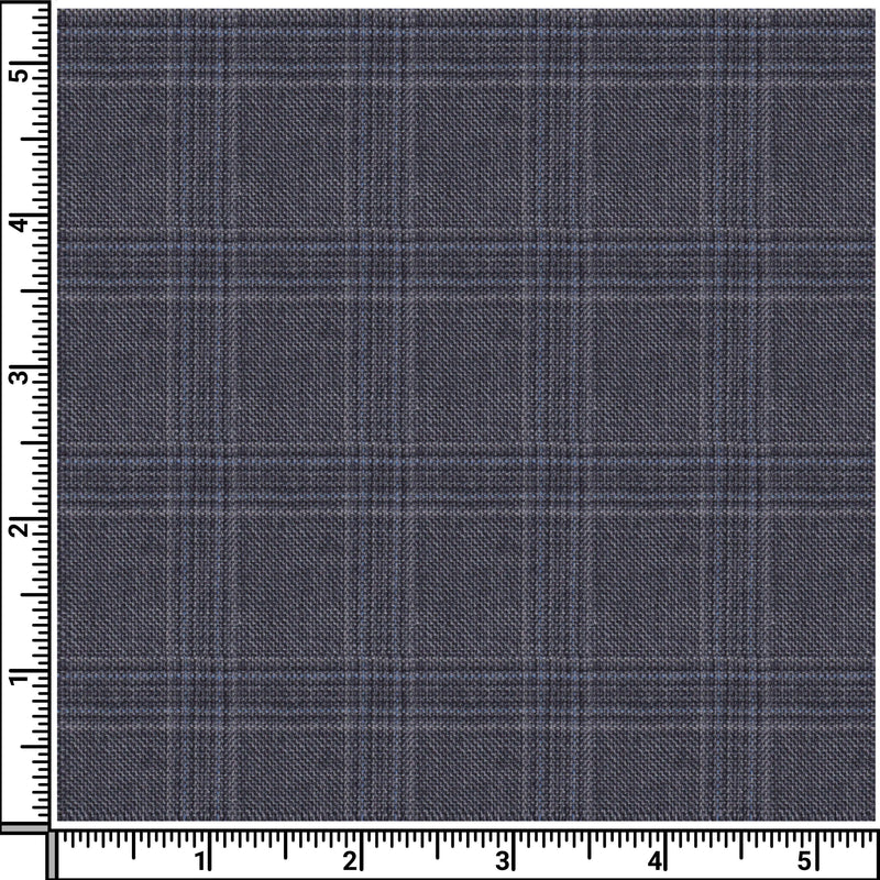 Image of a Grey Worsted Checks Merino Wool Pants Fabric