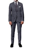 Image of a Grey Worsted Checks Merino Wool Pants Fabric