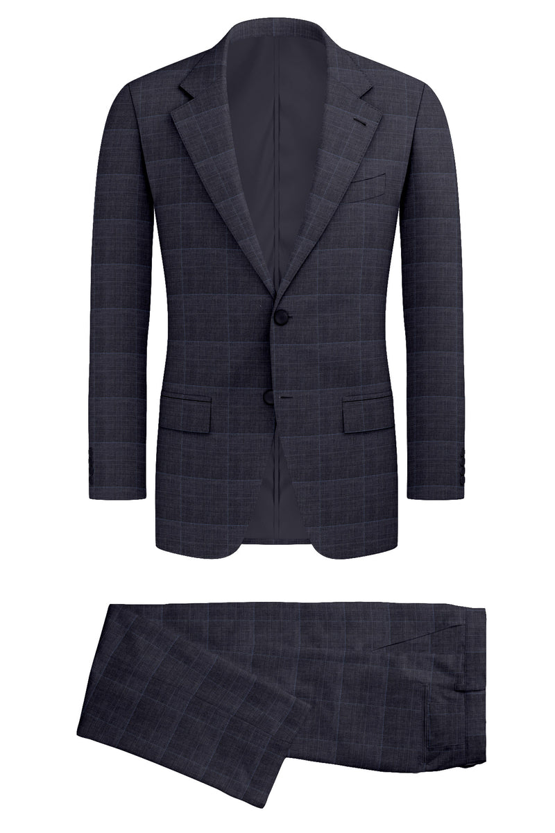 Image of a Grey Worsted Checks Merino Wool Suiting Fabric