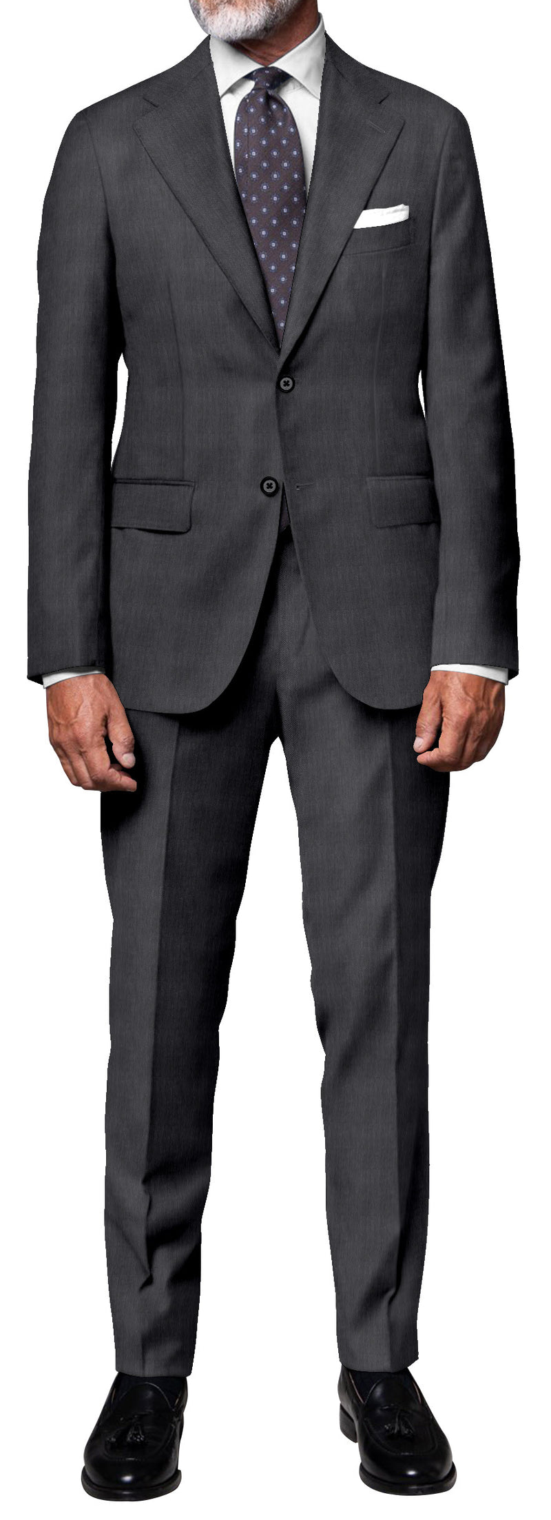 Image of a Grey Worsted Herring Bone Merino Wool Pants Fabric