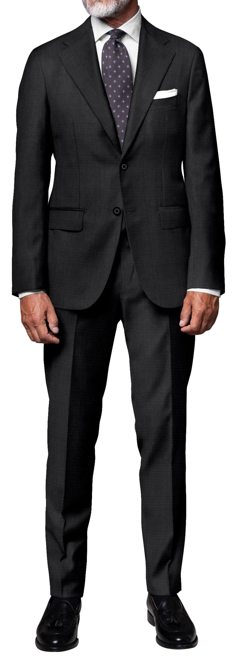 Image of a Grey Worsted Micropattern Merino Wool Pants Fabric