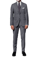 Image of a Grey Worsted Micropattern Merino Wool Pants Fabric