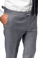 Image of a Grey Worsted Micropattern Merino Wool Pants Fabric