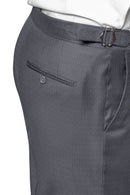 Image of a Grey Worsted Micropattern Merino Wool Pants Fabric